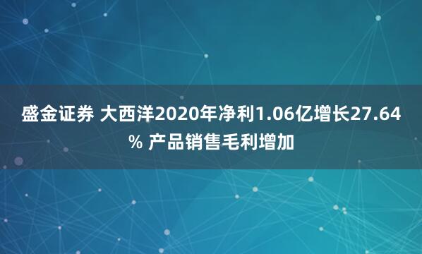 盛金证券 大西洋2020年净利1.06亿增长27.64% 产品销售毛利增加